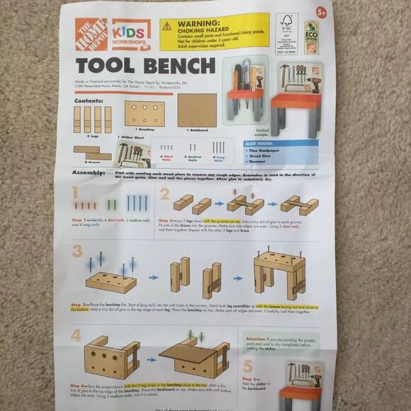 The Home Depot Kid's Workshop Kit Tool Bench Set of 4 kits - Picture 3 of 3
